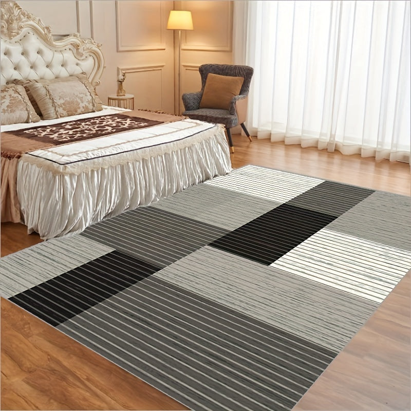 Geometric Line Print Area Rug for Living Room and Bedroom