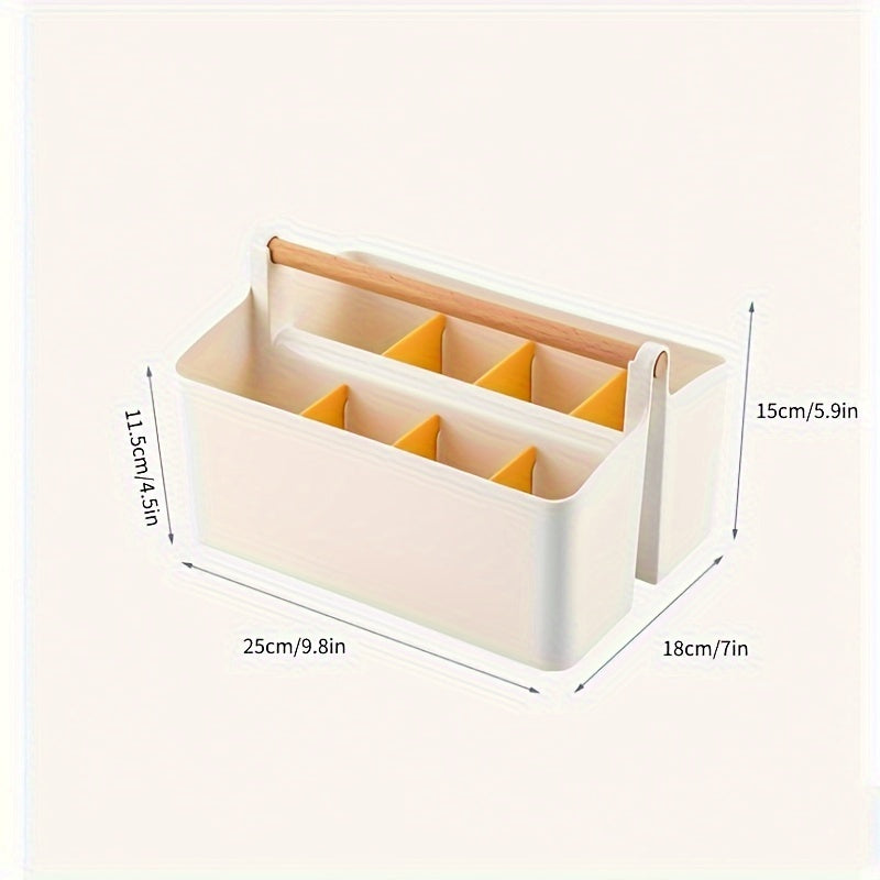Wooden Handle Storage Box Pen Boxes Portable Grid Tools Plastic Boxes