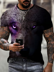 Wolf 3D Pattern Print Men's Short Sleeve T-Shirt Graphic Tee