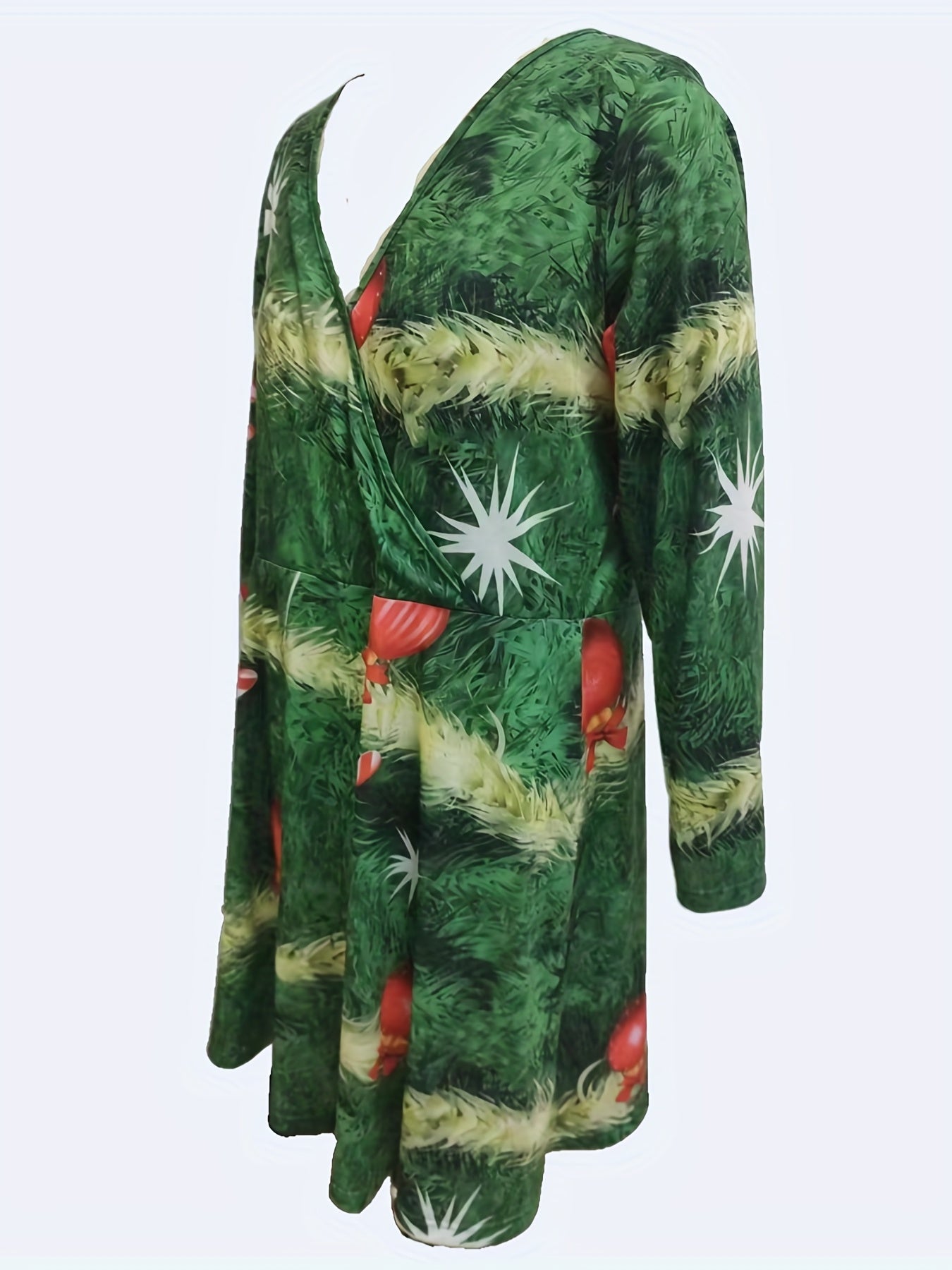 Women's Plus Christmas Tree Print A Line Dress