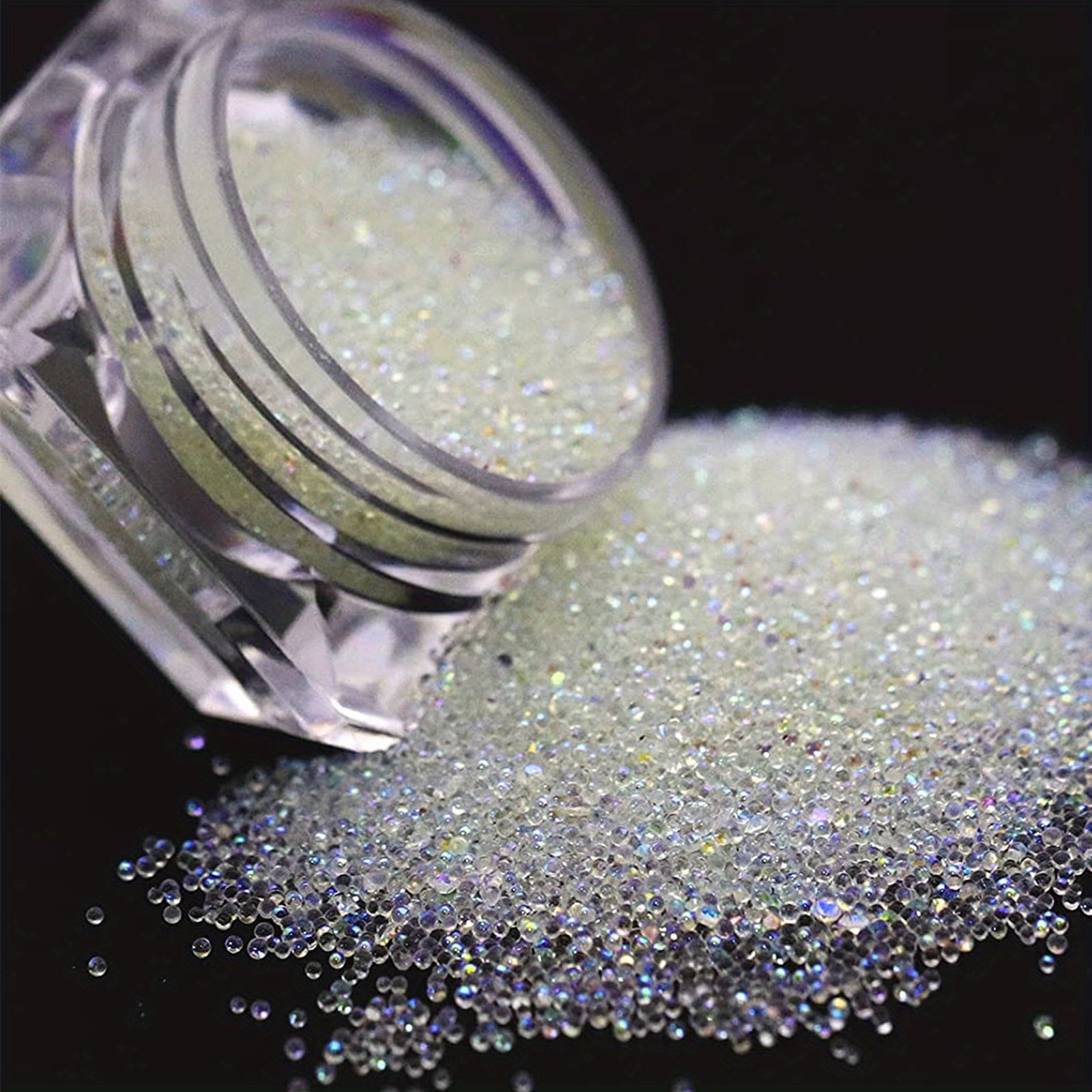 4 Bottle Mini Rhinestones Pixie Crystals Faux Gems Clear Iridescent Charms