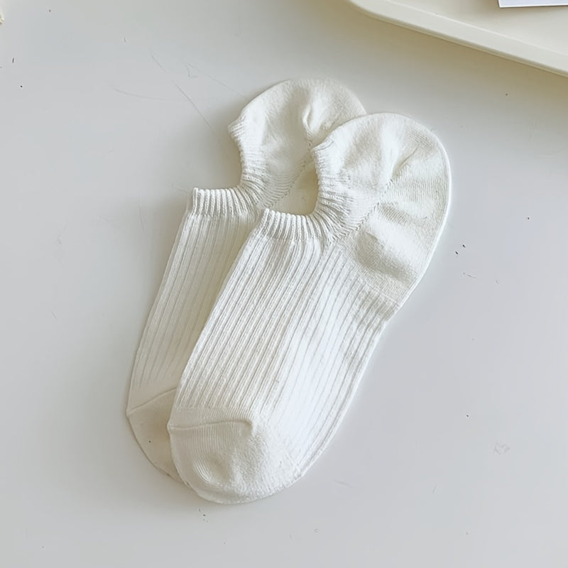 5 Pairs Ribbed Ankle Socks Casual & Comfy Women's Stockings