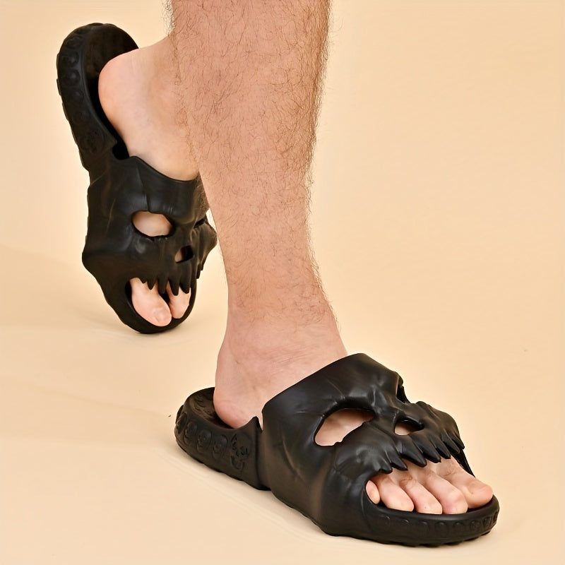 Men's Skull Head Slides Lightweight Non Slip Open Toe Quick Dry Slippers