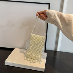 Faux Pearl Crossbody Bag Beaded Purse Messenger Bag