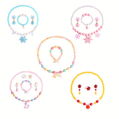 Unicorn Rainbow Jewelry Set for Kids - Earrings, Necklace, Bracelet, Ring