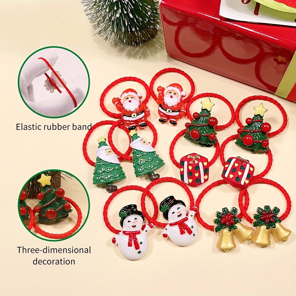 12pcs Christmas Hair Band Elastic Hair Ties for Girls Kids