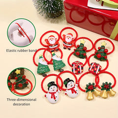 12pcs Christmas Hair Band Elastic Hair Ties for Girls Kids