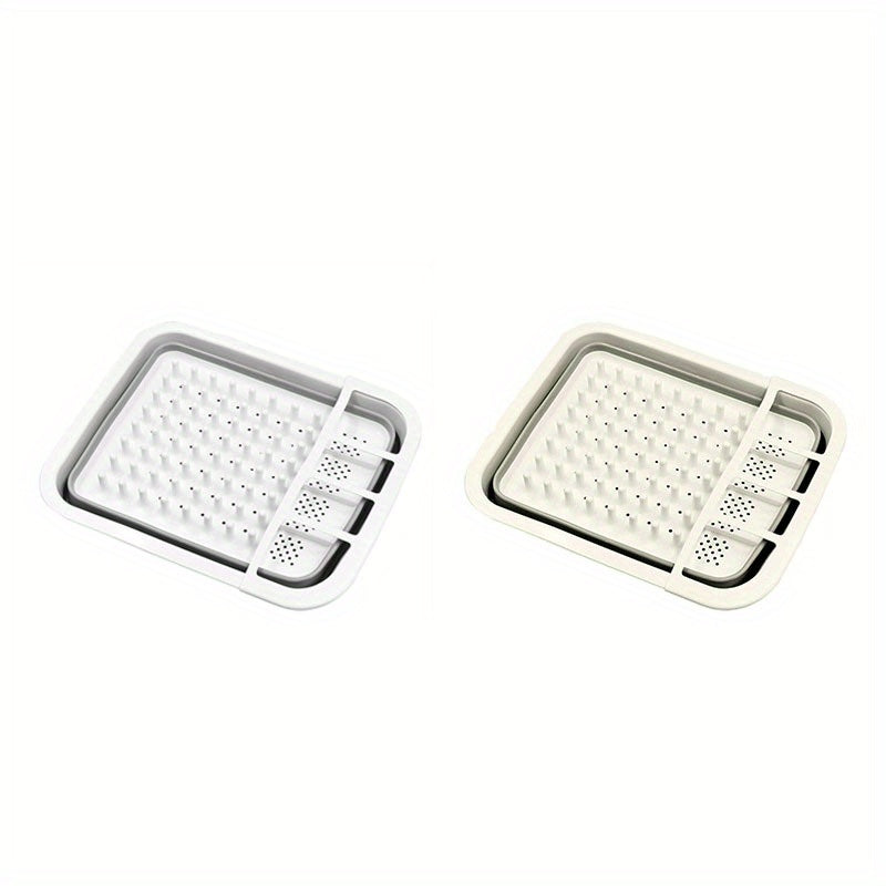 Folding Telescopic Draining Dish Rack Plastic Tableware Storage Box