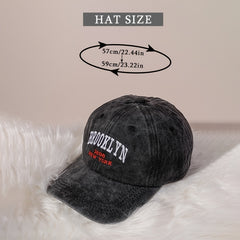 Distressed Denim Baseball Cap Embroidered Women's Sports Hat