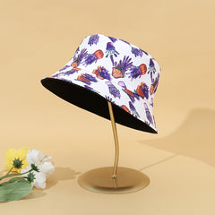 Purple Lavender Print Reversible Sun Hat Bucket Hat
