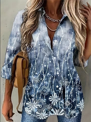 Floral Print Button Up Long Sleeve Blouse