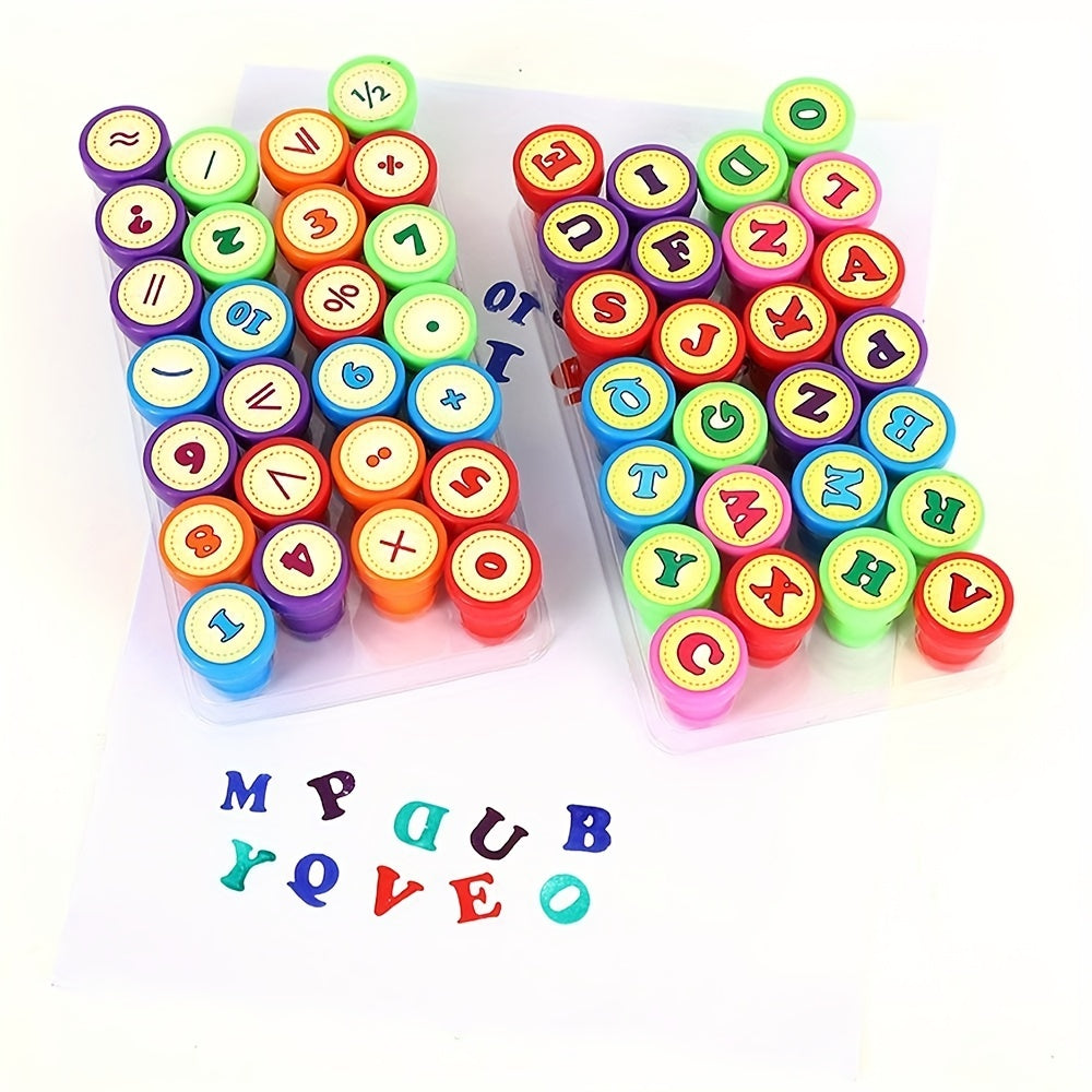 26pcs Alphanumeric Cartoon Stamp Drawing Ink Teaching Aids