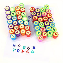 26pcs Alphanumeric Cartoon Stamp Drawing Ink Teaching Aids