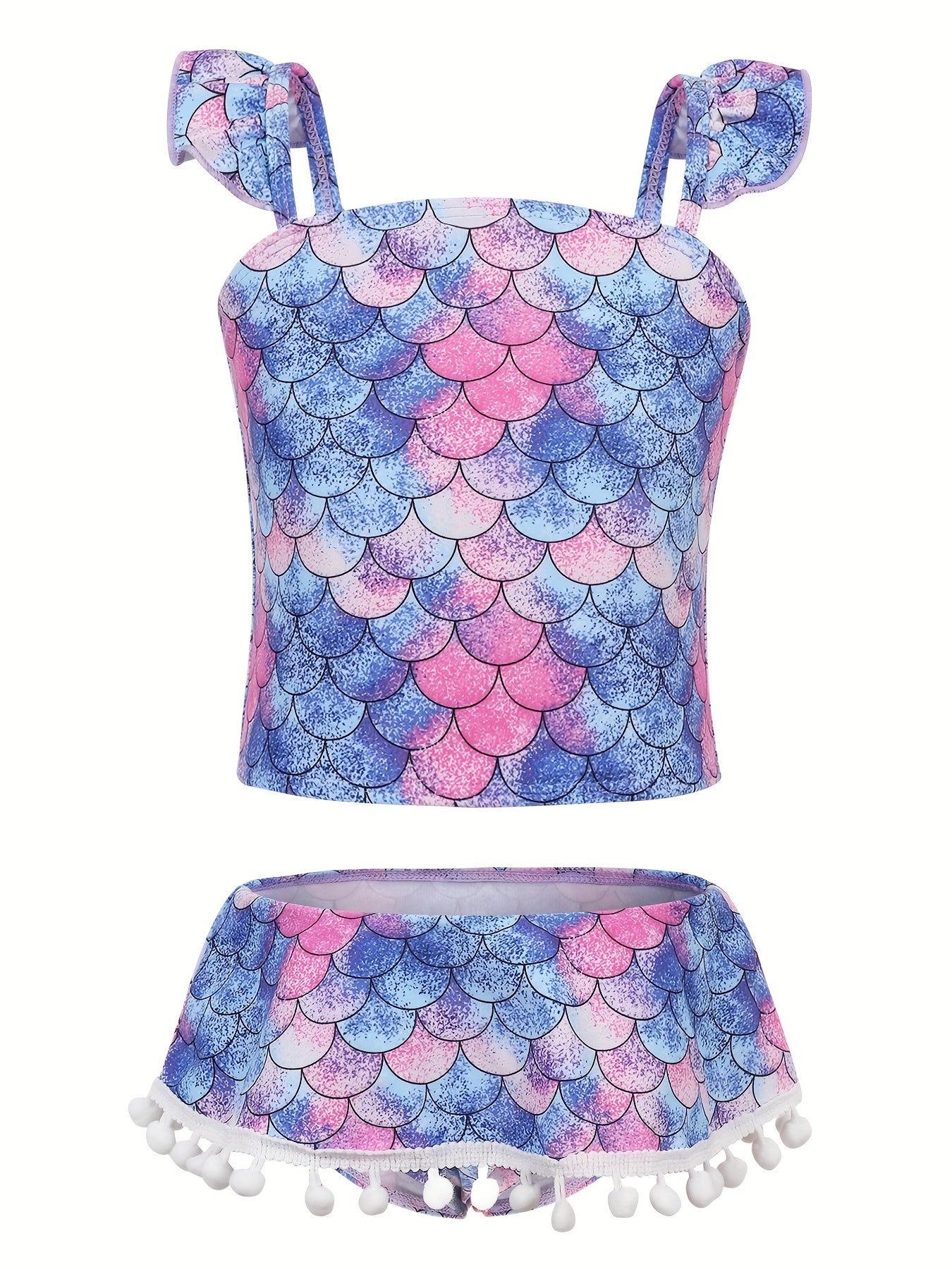 Toddler Girls Bikini Tankini Swimsuit Ruffle Trim Top & Skort Set