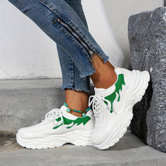 Women's Colorblock Platform Sneakers Lace Up Running Shoes