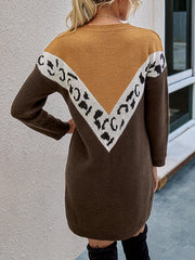 Colorblock Geometric Print Sweater Dress