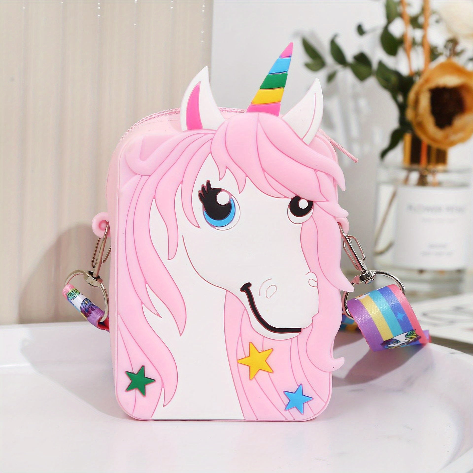 Colorful Unicorn Crossbody Coin Purse Zipper Wallet Holiday Gift