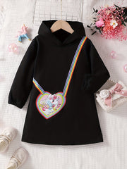 Unicorn Hooded Dress Toddler Kids Clothing