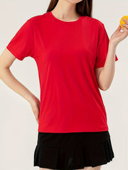 Solid Crew Neck Short Sleeve T shirts Quick Drying Moisture Wicking Breathable