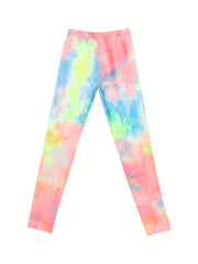 Ice Effect Tie Dyed Girl Leggings Graphic Tights Slim Pants Costume