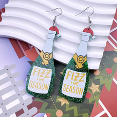 Christmas Beer Bottle Dangle Ear Stud Festivals Accessories