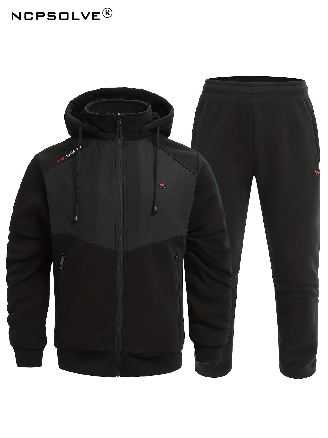 Men's Sports Suit Thick Active Zip Up Hooded Jacket & Comfy Pants