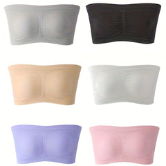 6 Pack Plus Size Ruched Tube Bra Stretch Prom Dress Six Piece Set