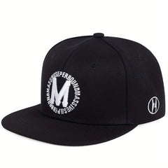 M Embroidery Snapback Hat Hip Hop Solid Casual Baseball Cap Unisex