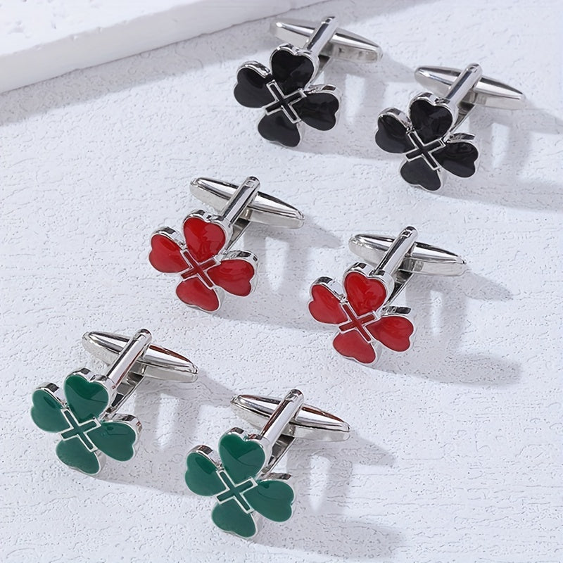 Four leaf Clover Button Cufflinks Shirt Sleeves Studs Accessories