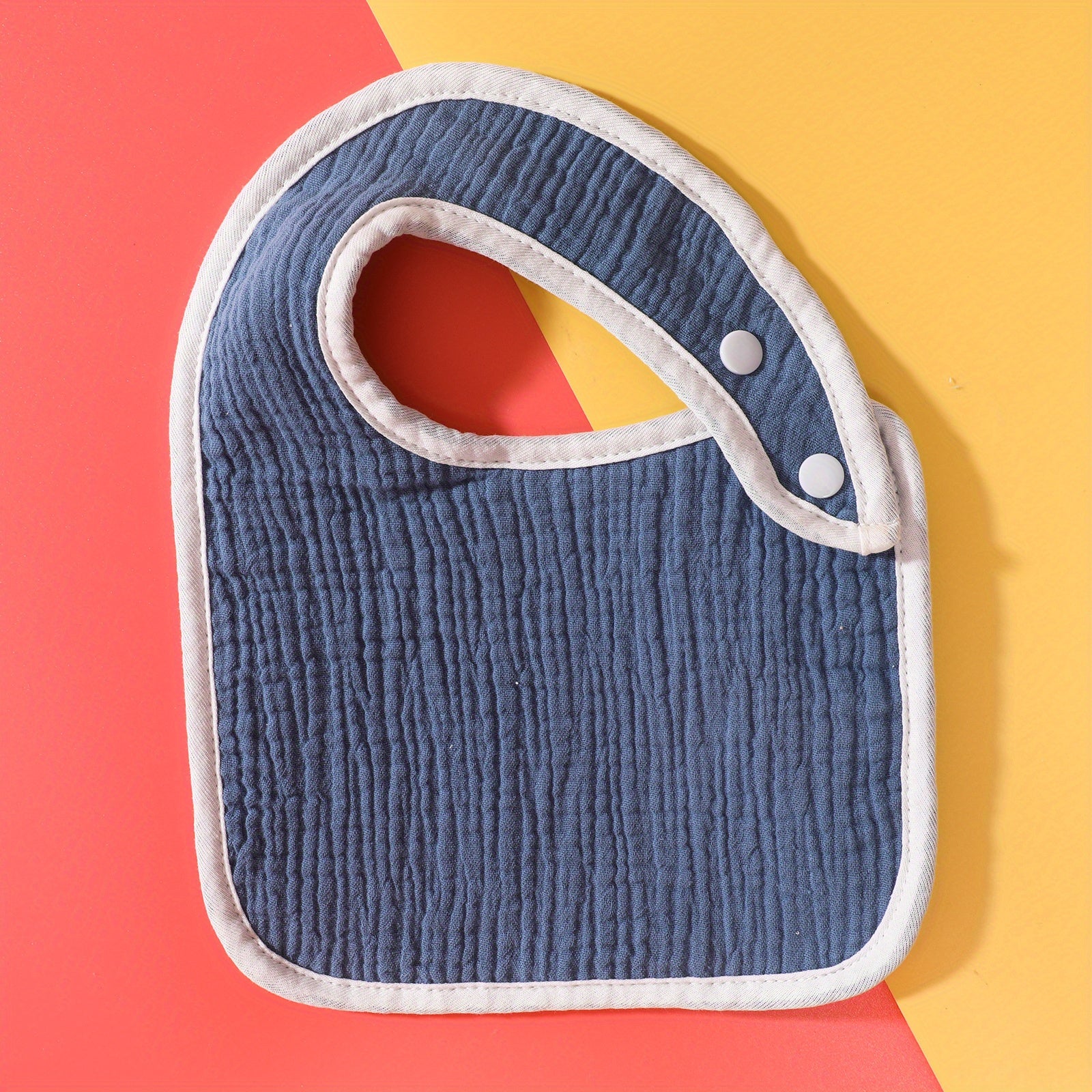 Cotton Baby Bib Snap Button U-shaped Plain Bib