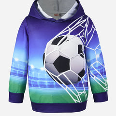 Football 3D Print Boys Hooded Sweatshirt for Spring Fall