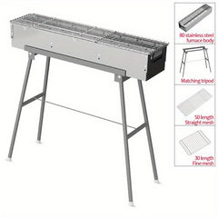 Portable Charcoal Grill 36x20 32 cm Outdoor Barbecue Skewers