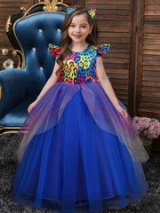 2pcs Ruffled Mesh Dress & Headband Leopard Pattern A Line Dress Halloween