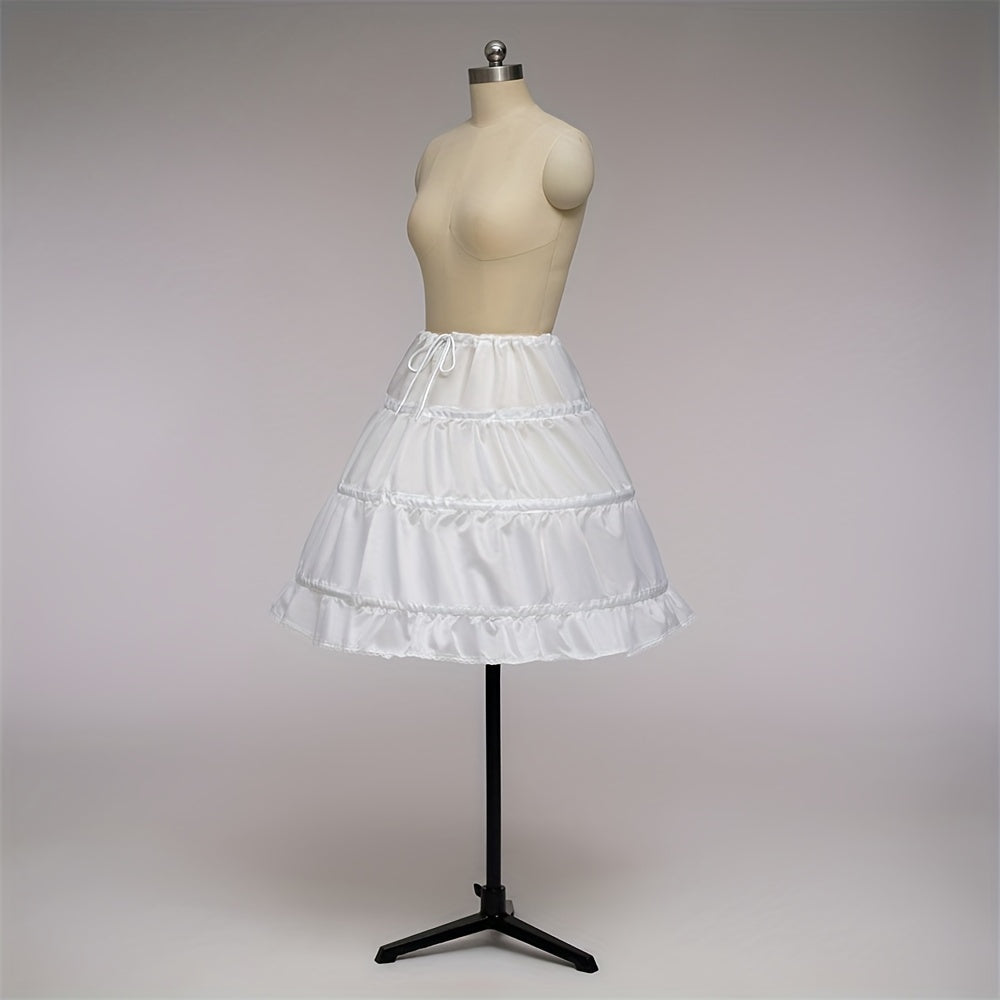 Kids Petticoat A Line 3 Hoops One Layer Lace Trim Dress Underskirt