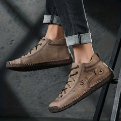 Men's Lace up Boots Casual Walking Shoes PU Leather High Top