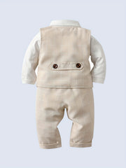Baby Boys 3pcs Gentleman Suit Shirt Bow Vest Pants