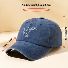 Cartoon Cat Printed Washed Baseball Cap Sun Protection Hat