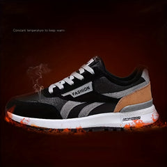 Women's Colorblock Flatform Sneakers Low Round Toe Velvet Warm Trainers