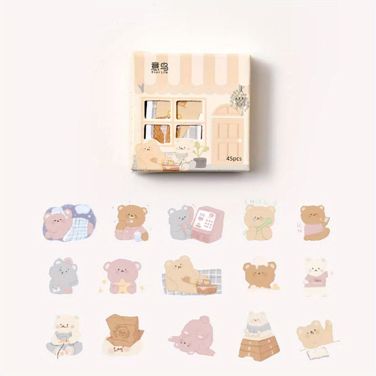 Set of 45 Cute Animal Stickers for DIY Notebook Decor