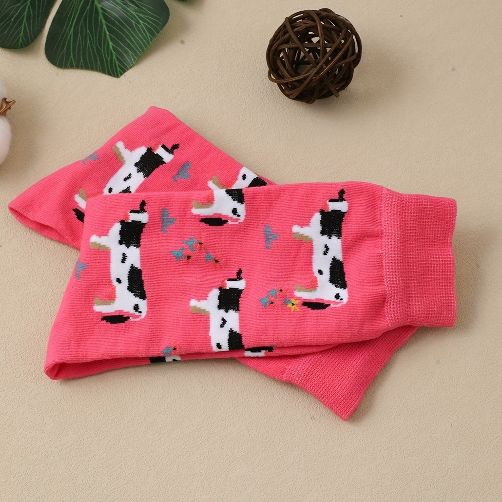 Cow Print Crew Socks - Women's Stockings