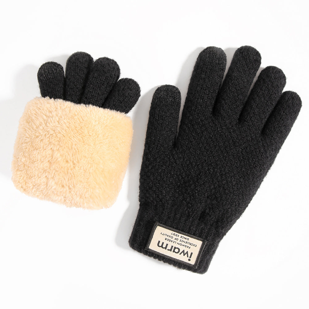 Knitted Gloves Thickened Plus Velvet Warm Touch Screen Non-slip Gloves