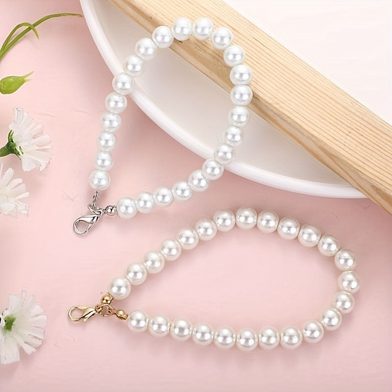 50pcs Pearl Acrylic Beads Round Shape Spacer Beads For DIY Jewelry Making