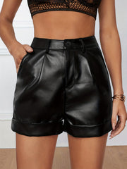 PU Leather Dual Pocket Shorts for Women - Spring & Summer Fashion