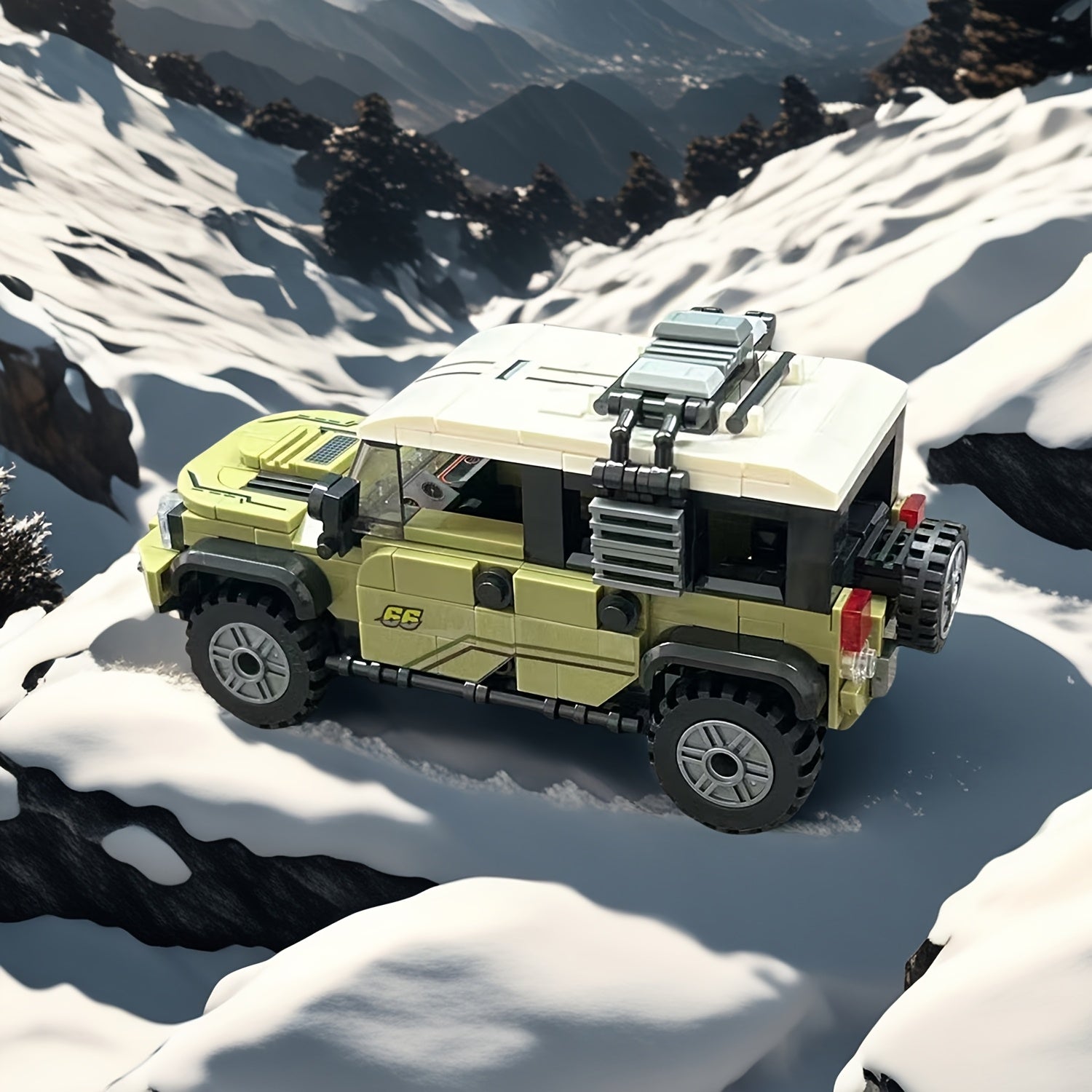 TYCOLE Light Green Building Block SUV Off-road Car Toy Model Kit