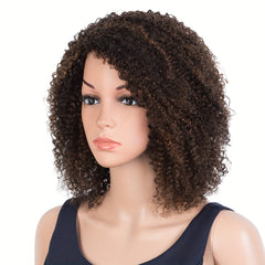 Ombre Highlights Afro Kinky Curly Bob Wig 180 Density Brazilian 4a Short Hair