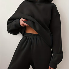 Casual Solid Two Piece Set Hoodie & Pants for Women