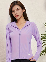 Zip Up Hooded Windproof Jacket Casual Workout Solid Long Sleeve Outerwear