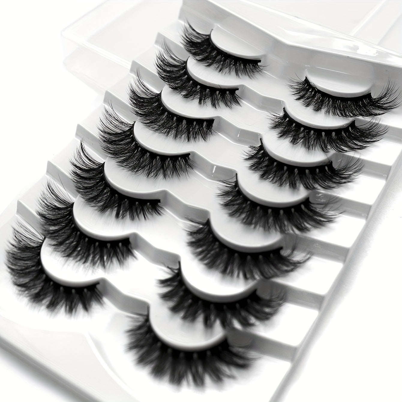 7 Pairs Full Strip Thick Curling False Eyelashes 15mm Fluffy Wispy Daily Lashes
