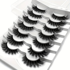 7 Pairs Full Strip Thick Curling False Eyelashes 15mm Fluffy Wispy Daily Lashes