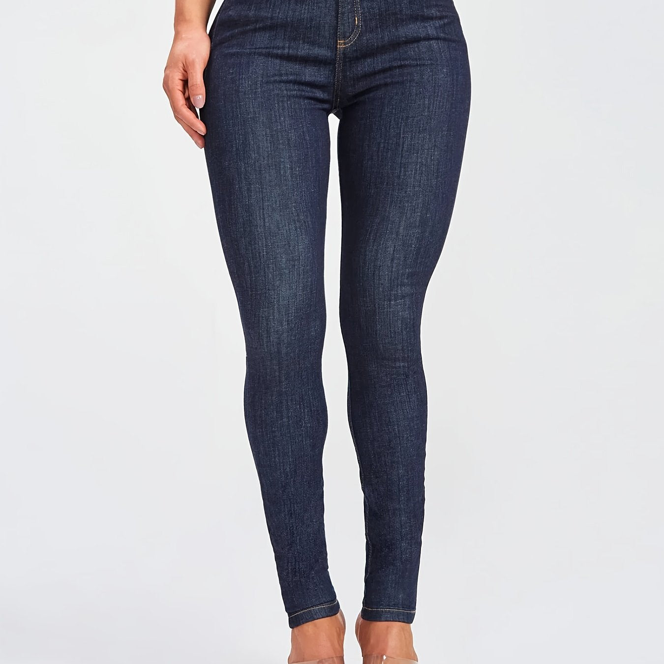 High Rise Skinny Jeans Dark Denim Women's Clothing